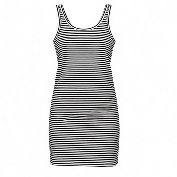 H&M Maternity Black & White Striped Stretchy Dress Size Medium - Picture 1 of 4